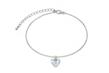 Silver chain bracelet with heart shaped diamond pendant