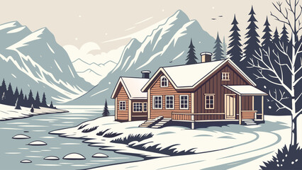 winter landscape with house