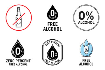 set of icons representing alcohol-free products.