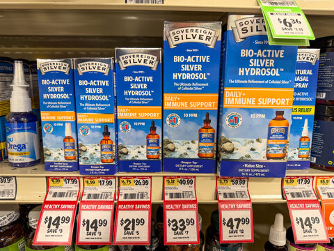 Sovereign Silver Bio Active Hydrosol Display on Store Shelf