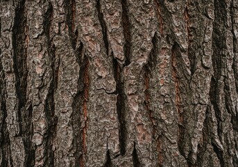 Obraz premium Close up view of the thick, textured bark covering the ancient, sturdy tree trunk, showing deep crevices and natural patterns ,ancient ,environment ,texture
