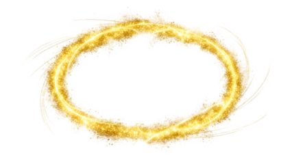 Fiery ring of flames with streaks magical energy effect isolated on transparent background