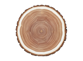 Wood Slice Showing Growth Rings Isolated on White