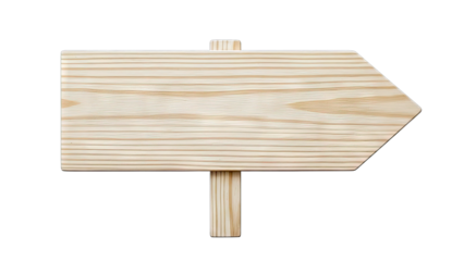 Wooden Arrow Sign Pointing Right on White Background