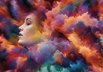 Ethereal flow of vibrant abstract shapes creating a surreal, imaginative landscape. Conceptual backdrop representing the subconscious mind and fantasy ,backdrop ,digital ,soft