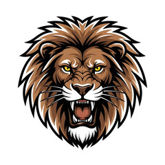 Lion head mascot vector illustration featuring a bold wild feline face in a simple isolated art style