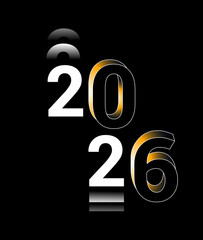 Dynamic 2026 Text with Gradient and 3D Effects on Black