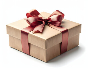 Obraz premium Elegantly wrapped gift box with a red ribbon and bow, representing celebration and thoughtful giving for special occasions