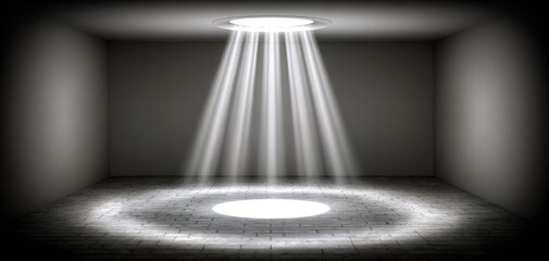 Bright light shining down in room.