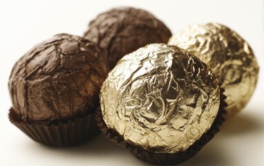 Delicious Chocolate Truffles and Gold Foiled Candies.