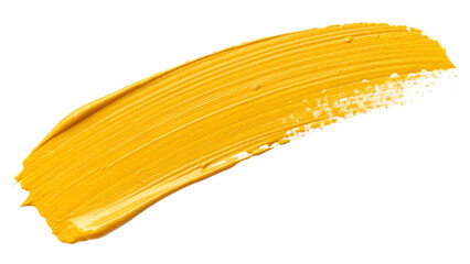 Yellow stroke of paint isolated cut out on PNG. AI GENERATED.
