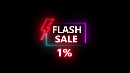 Cyan and pink neon sign promoting a neon flash sale with a bold 1% discount sign light glowing banner background. text flash sale by neon sign board Perfect for online promotions, marketing, shopping - Powered by Adobe