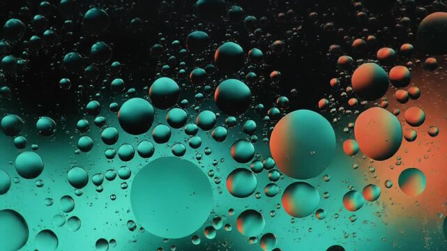 Oil Bubbles Abstract Art Macro Background Teal Orange