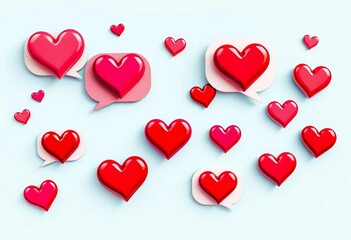 Set of heart icons in speech bubbles for love messages,  icon,  love
