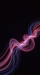 Obraz premium Abstract digital illustration showcasing dynamic flowing light curves creating a complex network across a deep space backdrop ,luminous ,abstract ,complexity