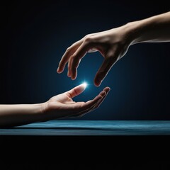 Abstract digital structure reached by an anonymous hand, representing ambition, technological aspiration, and future goals ,cyber ,digital ,science