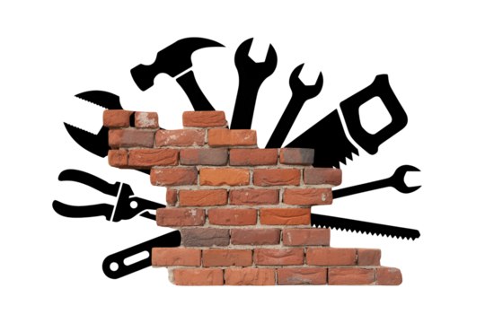 set of tools and bricks - Powered by Adobe