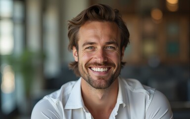 Portrait of handsome smiling man. High quality