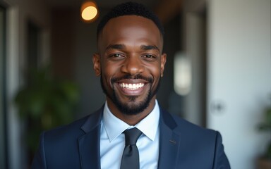 business businessman office mature middle aged meeting man portrait corporate manager smiling black businessperson, created with generative ai technology. High quality
