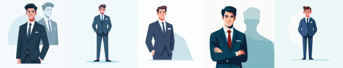 VECTOR MAN WEARING SUIT WHITE BACKGROUND FLAT DESIGN