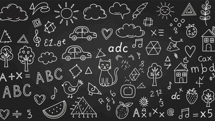 Cute Chalkboard Doodles: Collection of Hand-Drawn Symbols, Objects, and Text for Education © Aruna