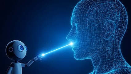 Artificial intelligence connecting with the human brain digital concept