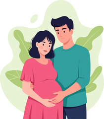 Obraz premium happy pregnant couple expecting baby together.
