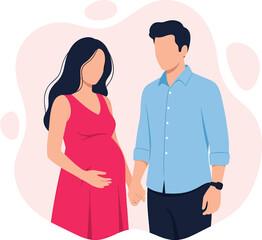 Obraz premium expectant couple holding hands pregnant woman and man.