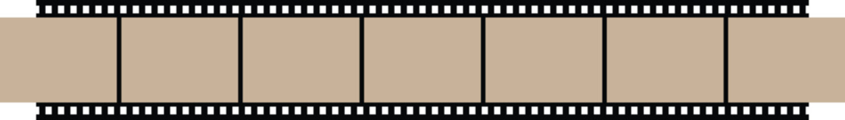 Flim strip reel editable vector with transparent background. Realistic overlay of a long film strip vector illustration.
