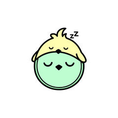 Sleeping bird vector icon with closed eyes and zZ symbol above its head a peaceful dream isolated on white background