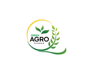 Creative circular wheat with three leaves and brand name in the middle is perfect for your farm emblem, logo