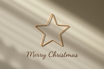 A minimalist holiday vibe is highlighted by thin gold lines forming stars, subtle shadows, and the tastefully placed phrase "Merry Christmas" below.