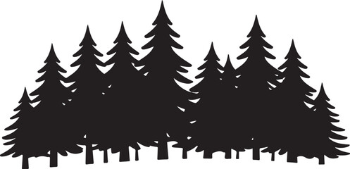 Obraz premium Silhouette of a dense forest of pine trees evergreen