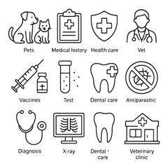 Veterinary icon set vector