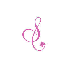 Obraz premium Elegant Pink S Letter with Lotus Flower Symbol