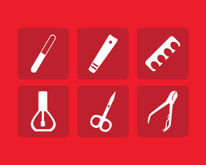 Manicure and Pedicure Tools Icon Set