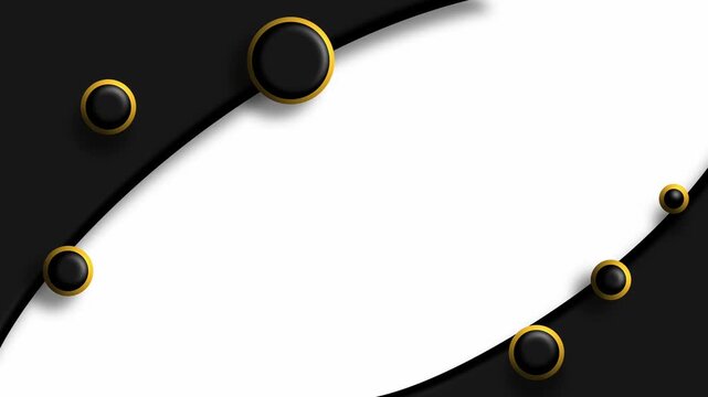 Clean curved divide with metallic spheres accenting bold contrast