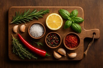 Fresh Ingredients on Cutting Board