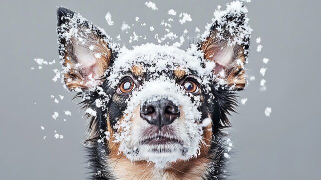 Snowy Dog Portrait: Winter Fun, Pet, Canine