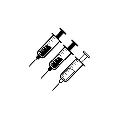 Three syringes vector silhouette illustration for medical healthcare and vaccination concepts on white background