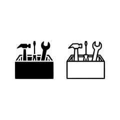 Vector silhouette toolbox icon set with hammer screwdriver and wrench for handyman and repair services