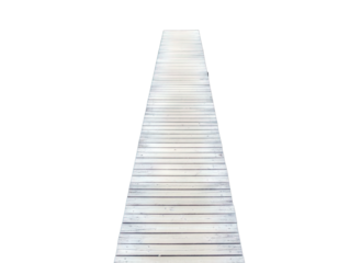 Wooden Pier Leading Forward on White Background