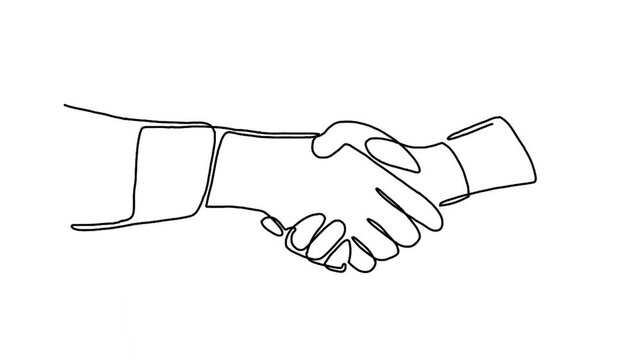 Continue line animation of businessman handshake