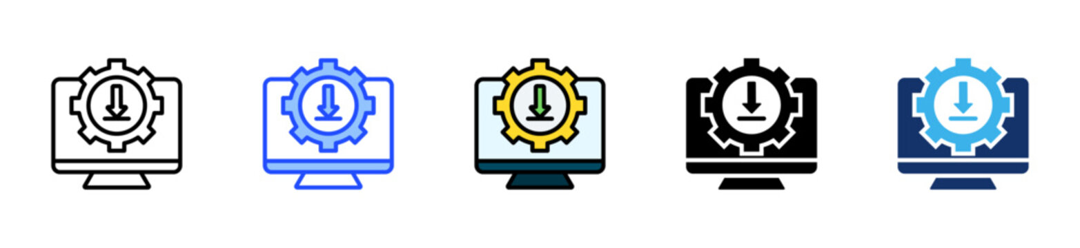 Software Installation Icon Collection With Multiple Styles