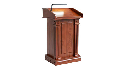 Wooden Podium Isolated on White Background