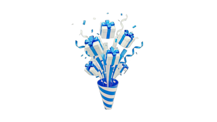 Gifts Popping Out of Party Popper - Celebration