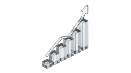 Glass Bar Chart Rising - Business Growth Concept