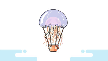 Whimsical Jellyfish Hot Air Balloon Floating Above Water