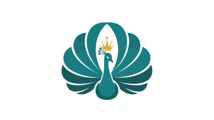 Majestic peacock design with a golden crown, an emblem of elegance and royalty.