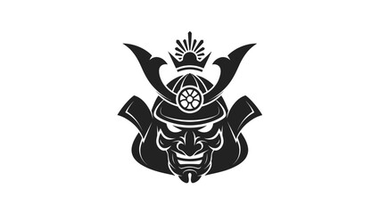 Samurai helmet with demon mask on white background